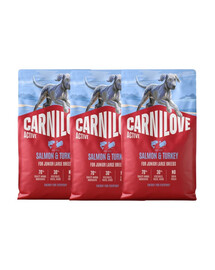 CARNILOVE Active Dog Salmon & Turkey 3x4 kg Junior Large Breeds łosoś i indyk, dla dorastających juniorów ras dużych