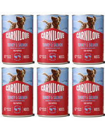 CARNILOVE Dog Can Turkey and Salmon Puppies 6x400g pasztet z indykiem i łososiem dla szczeniąt