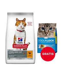 HILL'S Science Plan Young Adult Sterilised Cat 10 kg dla kotów z kurczakiem +  żwirek dla kotów 6 kg GRATIS