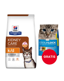 HILL'S Prescription Feline Diet k/d dla kotów 8 kg + żwirek dla kotów 6 kg GRATIS