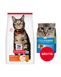 HILL'S Science Plan Feline Adult Optimal Care Chicken 15 kg + żwirek dla kotów 6 kg GRATIS