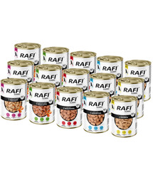RAFI Classic Mix smaków w sosie 15x1240 g mokra karma dla psów wszystkich ras