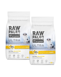 RAW PALEO Ultra Turkey Medium&Large Puppy 2x10kg dla szczeniąt ras średnich i dużych indyk