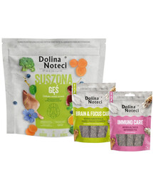 DOLINA NOTECI Premium Gęś karma suszona 1 kg + Smart Chews Brain & Focus Care i Immuno Care 2x100 g przysmaki dla psów