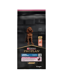 PURINA PRO PLAN Sensitive Skin Large Athletic Puppy 12 kg bogata w łososia, sucha karma dla szczeniąt