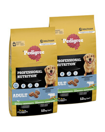 PEDIGREE Professional Nutrition Adult z Wołowiną i Warzywami 2 x 12 kg dla psów dużych i średnich ras