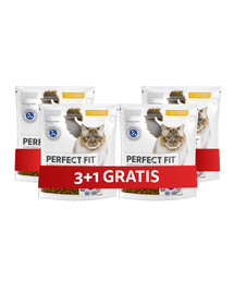 PERFECT FIT Sensitive 1+ 4 x 750 g sucha karma pełnoporcjowa dla dorosłych kotów bogata w indyka 3+1 GRATIS