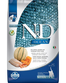 N&D Ocean Cat Kitten cod, shrimp, pumpkin & cantaloupe melon 5 kg dorsz, krewetki, dynia i melon kanatlupa dla kociąt