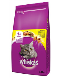 WHISKAS Adult ar vistu 3,8 kg sausa barība kaķiem