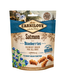 CARNILOVE Crunchy snacks Kraukšķīgi kārumi ar lasi un mellenēm 200 g