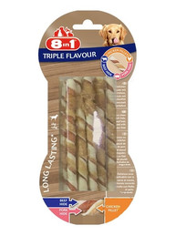 8IN1 Triple Flavour Twisted Sticks košļājamas nūjiņas suņiem, 10 gab.