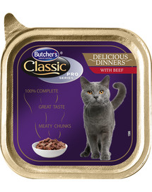 BUTCHER'S Classic Delicious Dinner Cat ar liellopa gaļas gabaliņiem mērcē100 g
