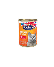 BUTCHER'S Natural&Healthy Cat ar liellopa gaļas gabaliņiem 400 g