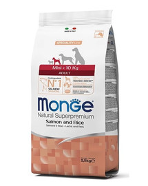 MONGE mini suņu barība, lasis ar rīsiem 2,5 kg