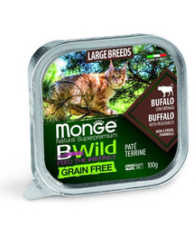 MONGE BWild Cat barība lielu šķirņu kaķiem ar bizona pastēti 100g