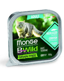 MONGE Bwild Cat Adult  Pasztet dla kota z dorszem 100 g
