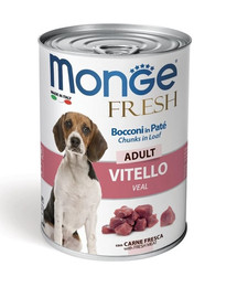 MONGE Fresh Dog Suņu barība ar teļa gaļu mīklā 400g