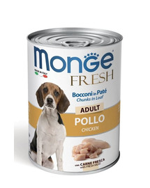 MONGE Fresh Dog Suņu barība ar vistas gaļu mīklā 400g
