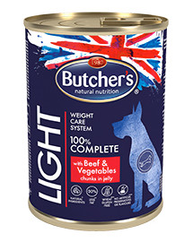 BUTCHER'S Blue+ Light jautienos / daržovių gabaliukai padaže 400 g 5 + 1 NEMOKAMAI