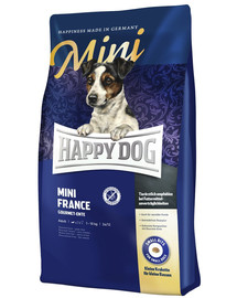 HAPPY DOG Mini France 4 kg + dabīgie cigāri ar pīles gaļu 7 gab.