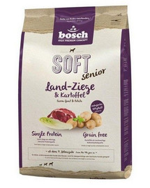 BOSCH Soft Senior Kazas gaļa un kartupeļi 12,5 kg + treniņu kārumi ar brieža gaļu 300 g