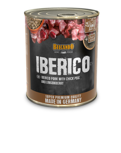 BELCANDO Iberico mitrā barība suņiem 800 g cūkgaļa, aunazirņi un brūklenes