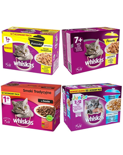 WHISKAS Mix in Pouch Konservi Junior, Adult, Senior 12 x 8 x 85 g /100 g