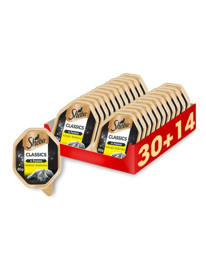 SHEBA Classics in Pastete Vistas kokteilis] 44 x 85 g (30 + 14 bez maksas)