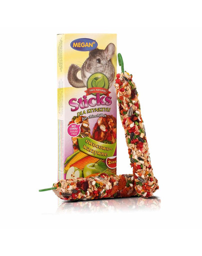MEGAN Sticks nūjiņas šinšillām - augļi un dārzeņi 2 gab.