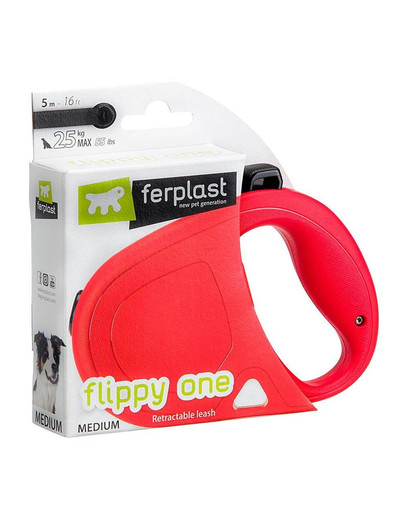 FERPLAST Flippy One Tape M Automātiskā pavada suņiem 5 m sarkanā krāsā