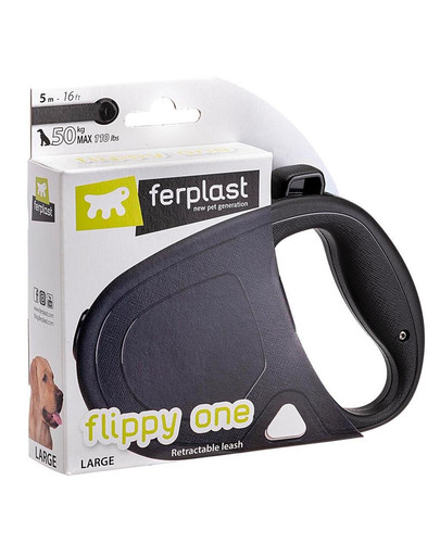 FERPLAST Flippy One Tape L Automātiskā pavada suņiem 5 m melnā krāsā
