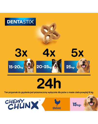 PEDIGREE Dentastix Chewy ChunX Maxi 5 x 68g - kārumi zobiem pieaugušiem vidēju un lielu šķirņu suņiem