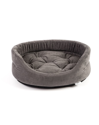 INTERZOO Ovāla suņu gulta ar spilvenu, pelēka, 66x55x17 cm