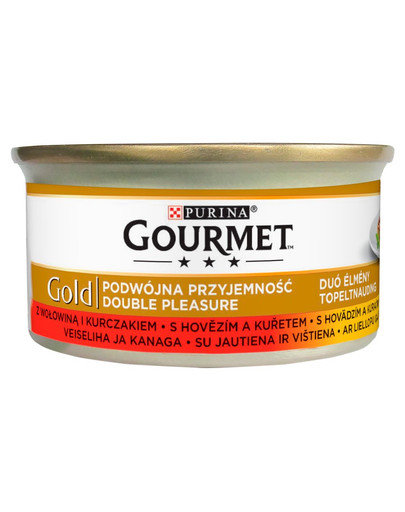 GOURMET Gold Mix Mitrā kaķu barība ar liellopu un vistas gaļu 24x85g
