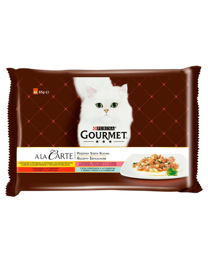 GOURMET a La Carte virtuvės šefo receptų kolekcija 4x85g šlapias kačių maistas