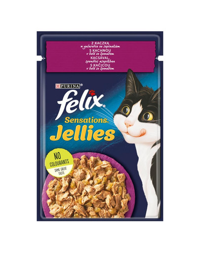FELIX Sensations Jellies  Antiena želeja ar spinātiem 26x85g mitrā kaķu barība