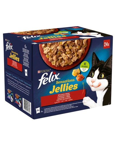 FELIX Sensations Jellies Lauku garšas želejā 96x85g mitrā kaķu barība