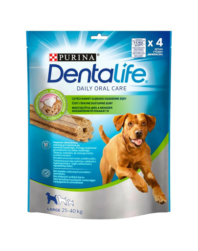 PURINA Dentalife lielie pieaugušo suņu našķi 6x142g (24 gab.)