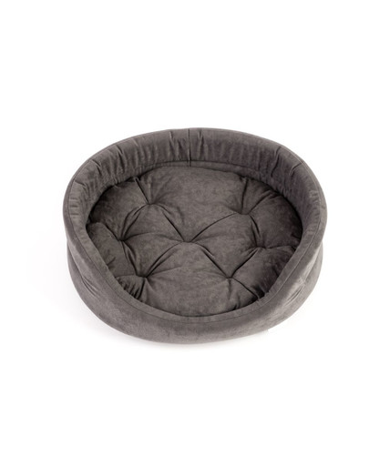 INTERZOO Ovāla suņu gulta ar spilvenu, pelēka, 47x38x15 cm