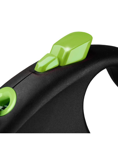 FLEXI ištraukiamas pavadėlis Black Design M, 5 m juosta, žalia spalva