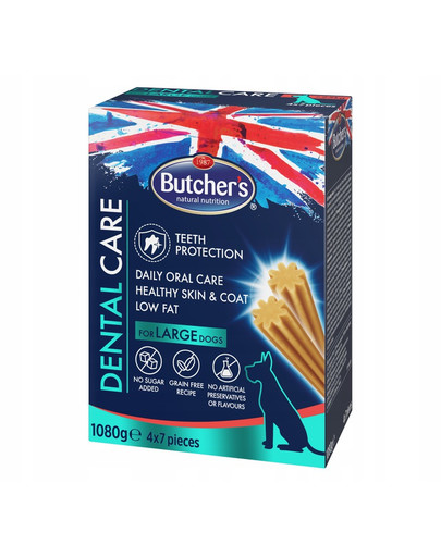 BUTCHER'S Dental Care lieliem suņiem 4x270g zobu našķi lielām šķirnēm