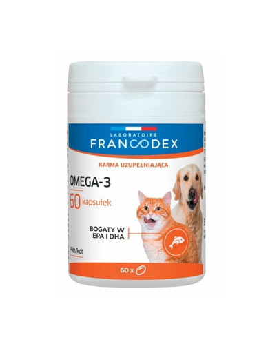 FRANCODEX Omega-3 suņiem un kaķiem, 60 kapsulas