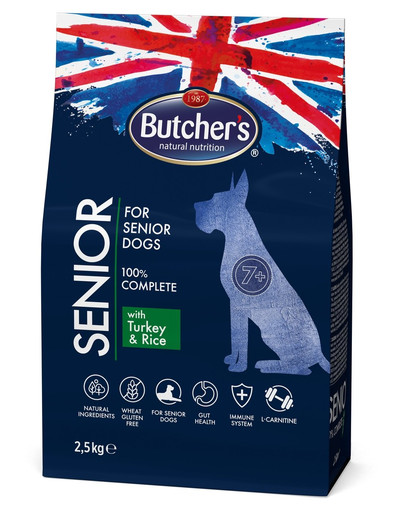 BUTCHER'S Functional Senior Dog Dry ar tītara gaļu un rīsiem 2,5 kg