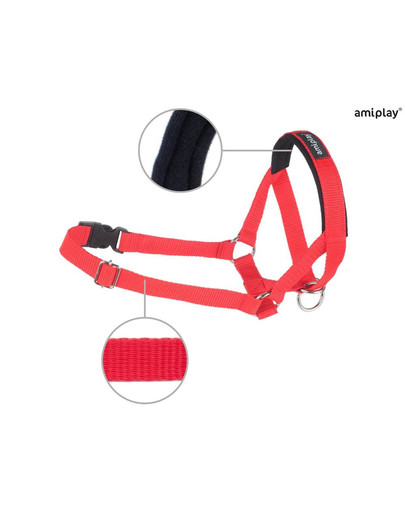 AMIPLAY Postroj pro psy nylonový pro Halter n5 rotweiller 2 cm červený