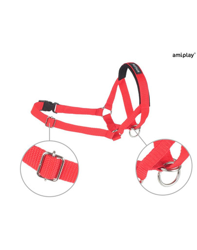 AMIPLAY Postroj pro psy nylonový pro Halter n5 rotweiller 2 cm červený
