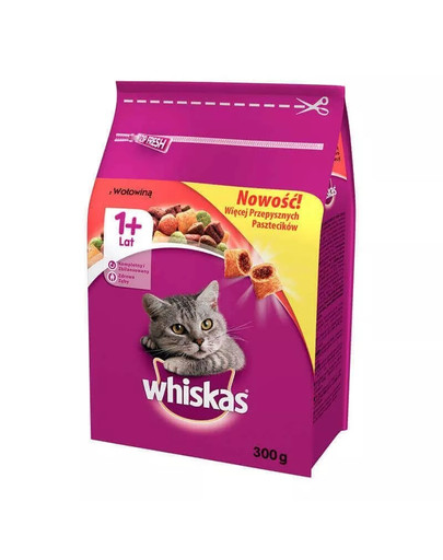 WHISKAS Dry hovězí mrkev 14 x 300 g