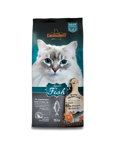 LEONARDO Adult Ocean Fish & Rice 15 kg jūras veltes - lasis, rīsi, pieaugušiem kaķiem.