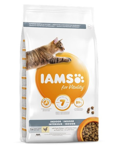 IAMS For Vitality Indoor sausā vistas gaļas barība pieaugušiem kaķiem mājās 3 kg
