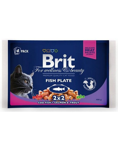 BRIT Fish Plate pieaugušiem kaķiem, zivju garšas mix, paciņās, 52 x 100 g
