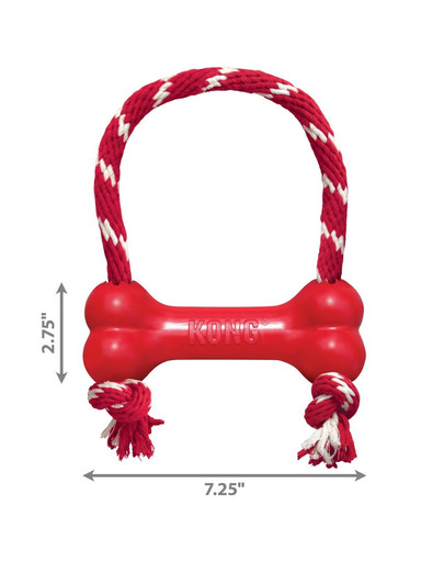 KONG goodie rotaļlieta kong kauls ar virvi vidējs 9 cm
